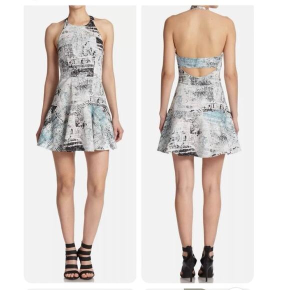 PARKER 'Leona' Abstract Print Halter Cutout Flare Versatile Dress NWT MSRP $297 - Picture 3 of 12